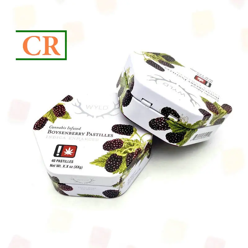 OEM Hexagon Hinged Child Resistant Tin Box for Mints Factory, Factories