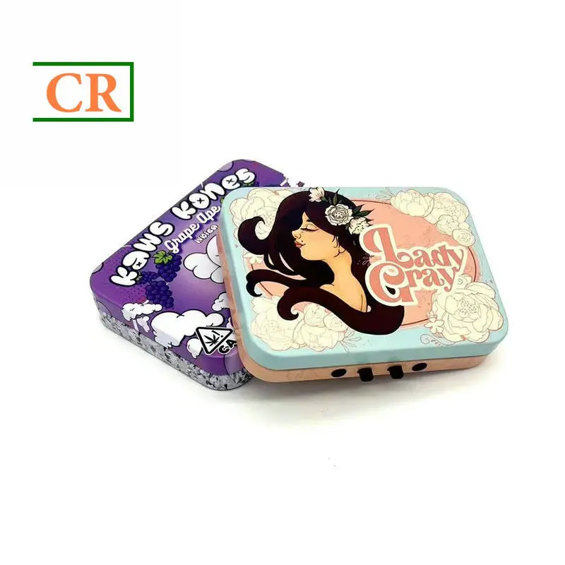 Custom Small Hinged Child-Resistant Tin with Button for Mints Supplier, Factories