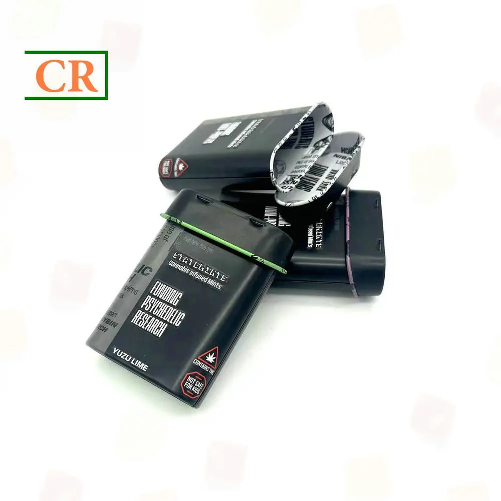 Custom Standup Hinged Child Resistant Tin Box for Mints Manufacturers, Supplier