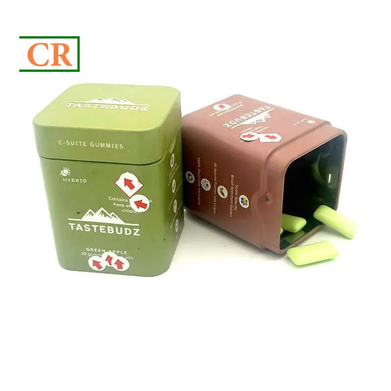 OEM 2.1 Inches Child Resistant Square Tin for Gummies Manufacturers, Supplier