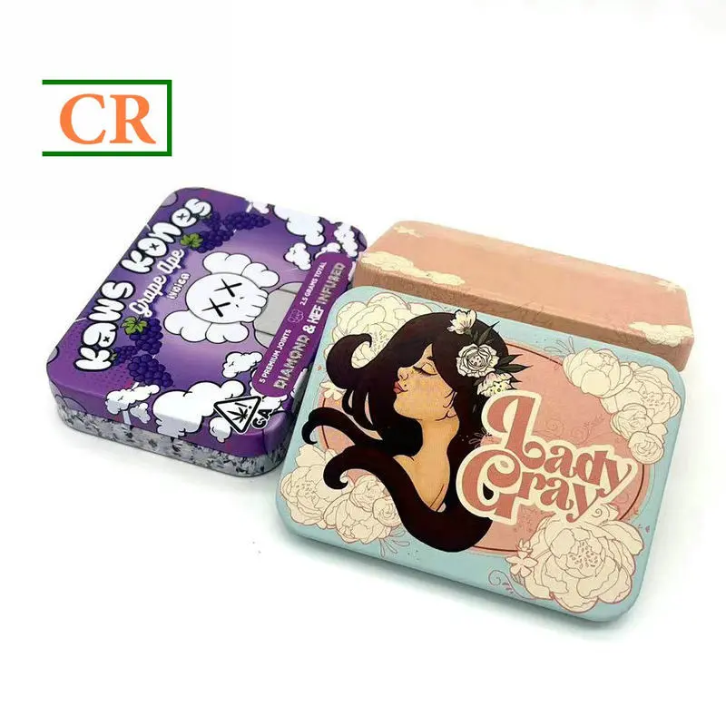Custom Small Hinged Child-Resistant Tin with Button for Mints Supplier, Factories