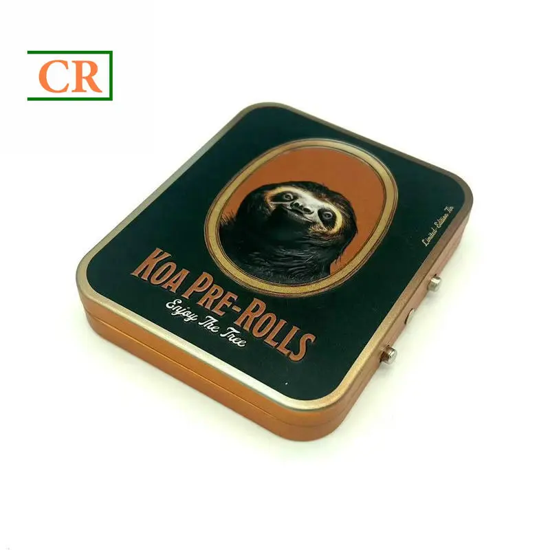 Custom 10 Packs Pre-rolls Child Resistant Hinged Tin Box Supplier, Factory