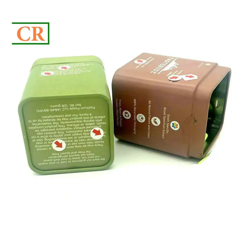 OEM 2.1 Inches Child Resistant Square Tin for Gummies Manufacturers, Supplier