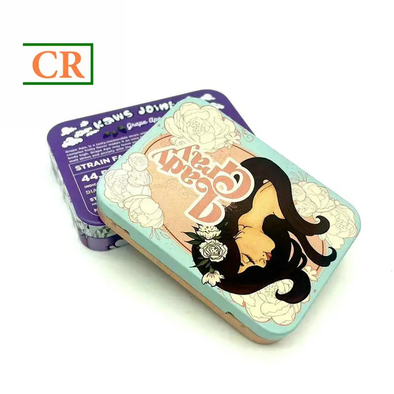 Custom Small Hinged Child-Resistant Tin with Button for Mints Supplier, Factories