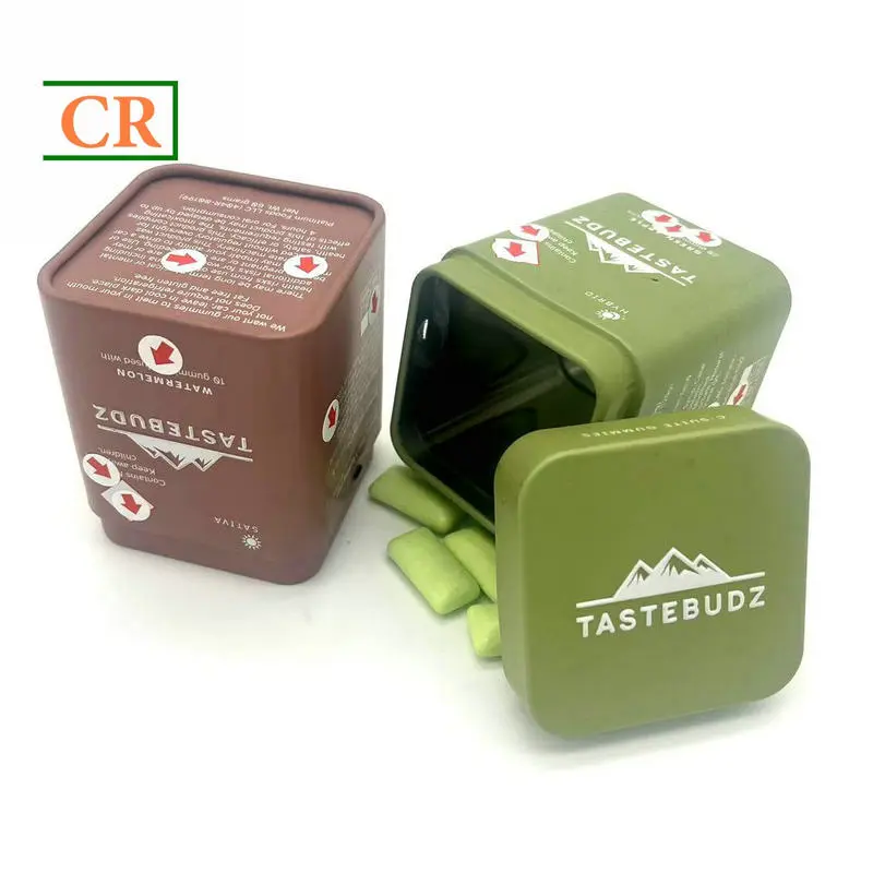 OEM 2.1 Inches Child Resistant Square Tin for Gummies Manufacturers, Supplier