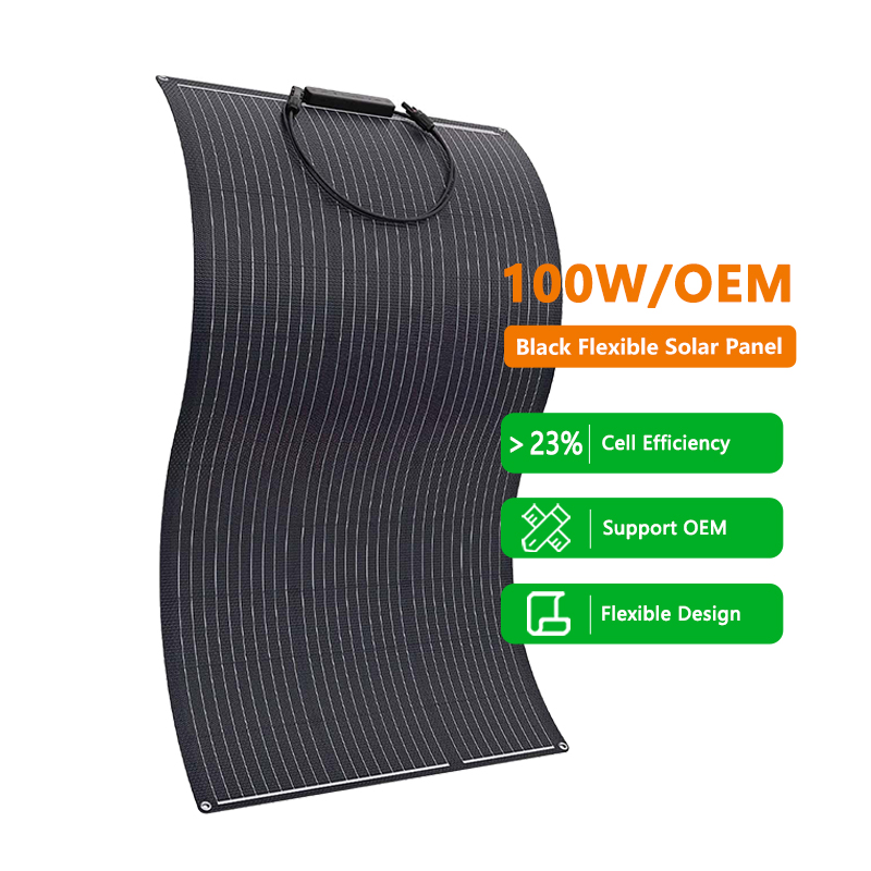OEM Customized Solar Panels 50W 100W 200w Mono Flexible Solar Panel Thin Film Solar Panels Black ETFE for Roof Car