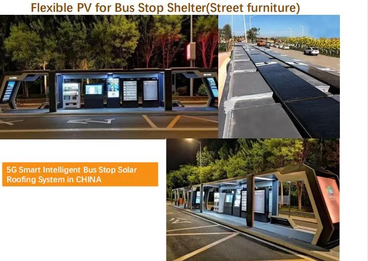 Bus stop roof clean energy setup using flexible thin film panel