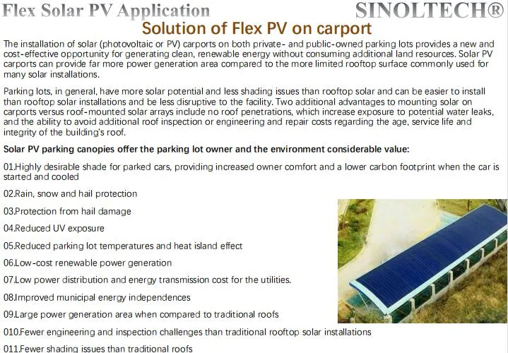 Flexible panel application on carport roofing case 1