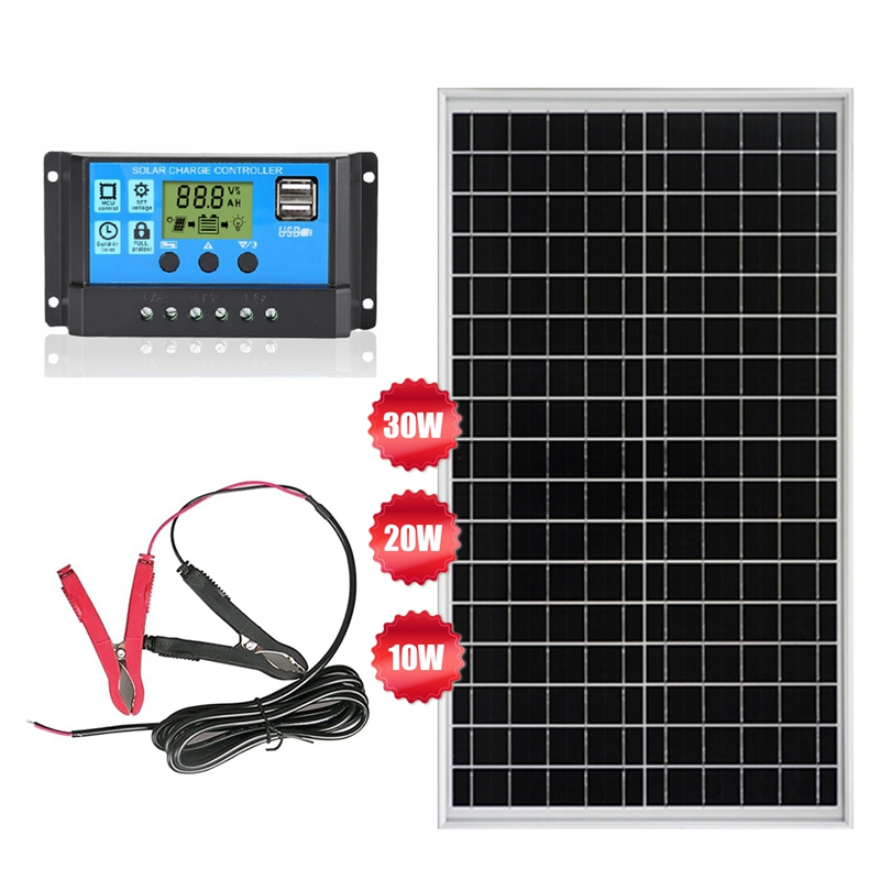 Wholesale 10W 20W 30W DIY 10A Simi Flexible Solar Charge Controller Mono Poly Solar Panel Complete Kit for Home RV Marine Boat