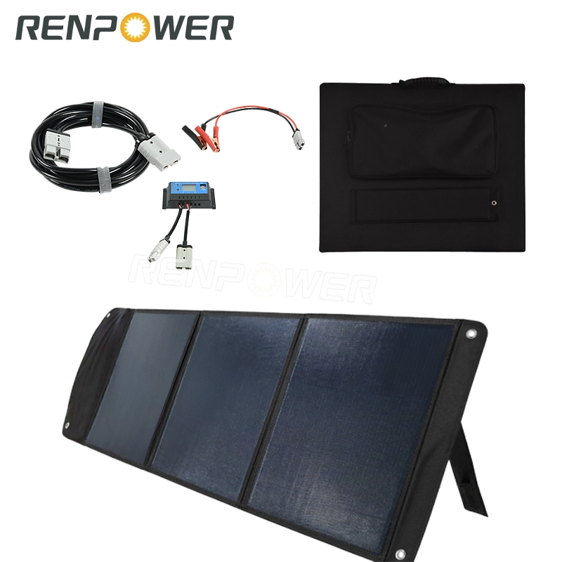 Monocrystalline 100W 12V Portable Foldable Solar Panel Kit for Camping RV Boat
