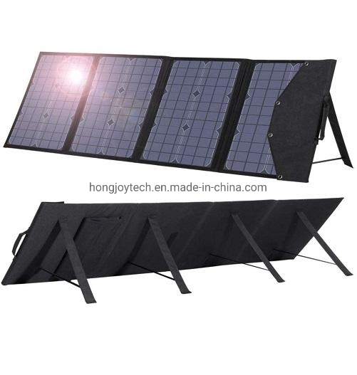100W 18V Portable Folding Solar Panel, Foldable Solar PV Module Kit with Adjustable Kickstand for Power Station Camping RV Tarvel Trailer, 12V Car, Boat, Laptop