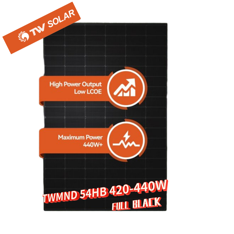 Tw Mono All Black Solar Panels 420W 430W 440W Shingled Full Black Photovoltaic Solar Panel