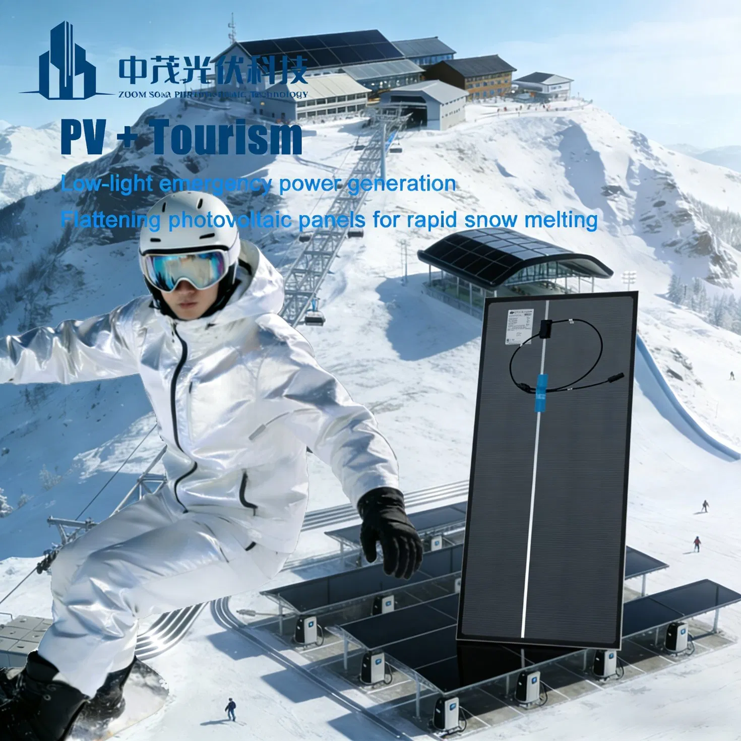 Zoom Solar Low Light Cdte BIPV Panels for Ski Resort Carport System