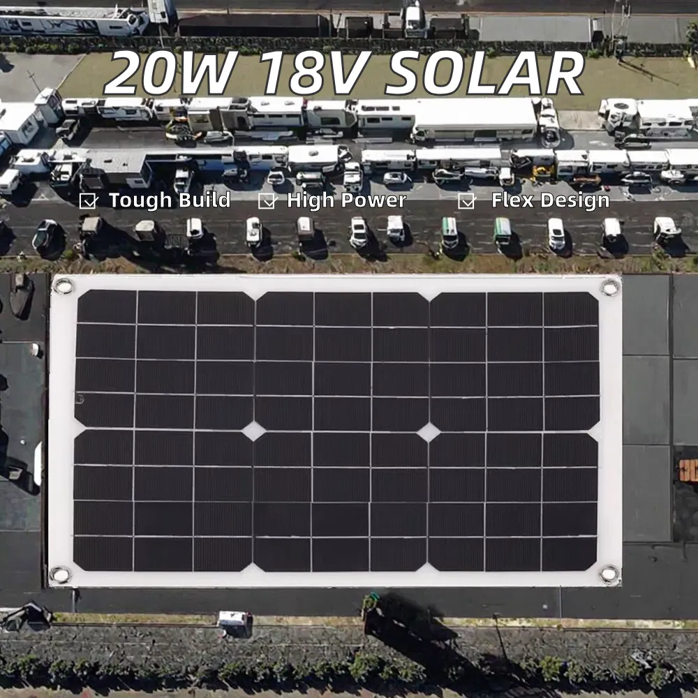 20W 18V Bendable Semi-Flexible Portable Monocrystalline Silicon Solar Panel Charger for 20V Batteries in RV Boat Car Marine Use