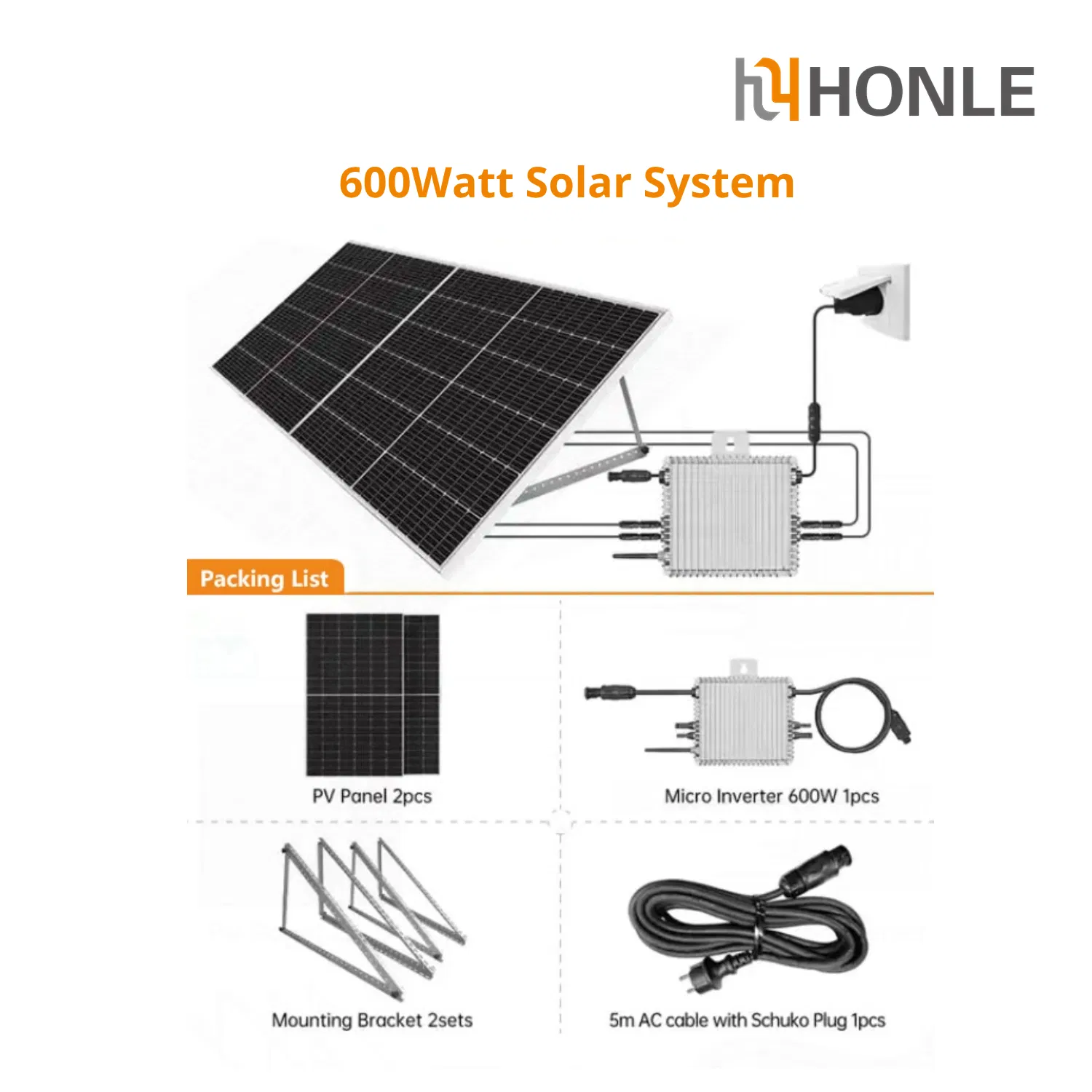 Hot Selling Honle Solar Kit Solar System 400W 600W 800W Balcony Europe Germany Smart Solar System