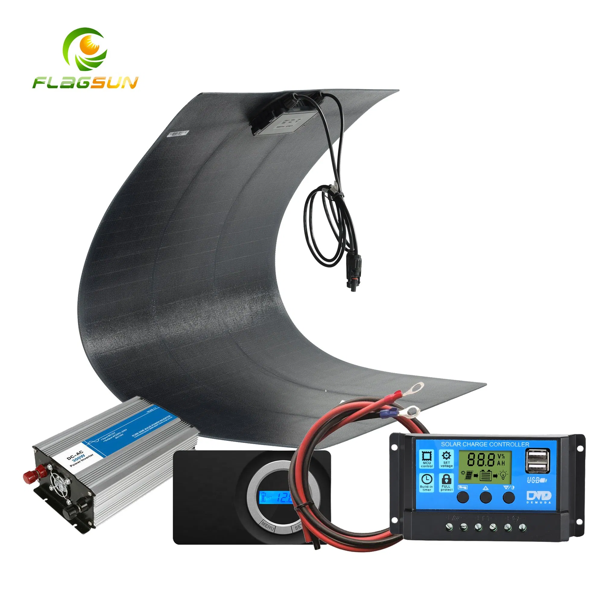 RV Solar Panel Kit with Inverter and Battery for Car, Marine and Caravan Car