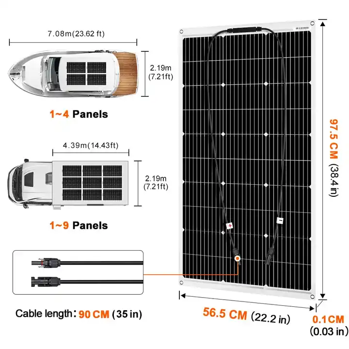 High Quality 100W Flexible Solar Panels Thin-Film Perc Type with Half Cell for Industrial Applications at a Good Price
