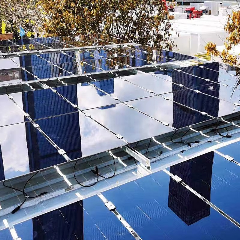 Custom Size BIPV Double Tempered PV Glass Translucent Solar Panel for Greenhouse Dual Glass with High Transmittance