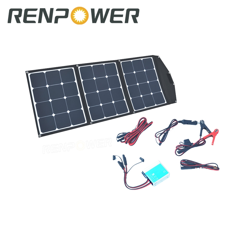160W Mono Portable Foldable Solar Panel Kit for Camping RV Boat
