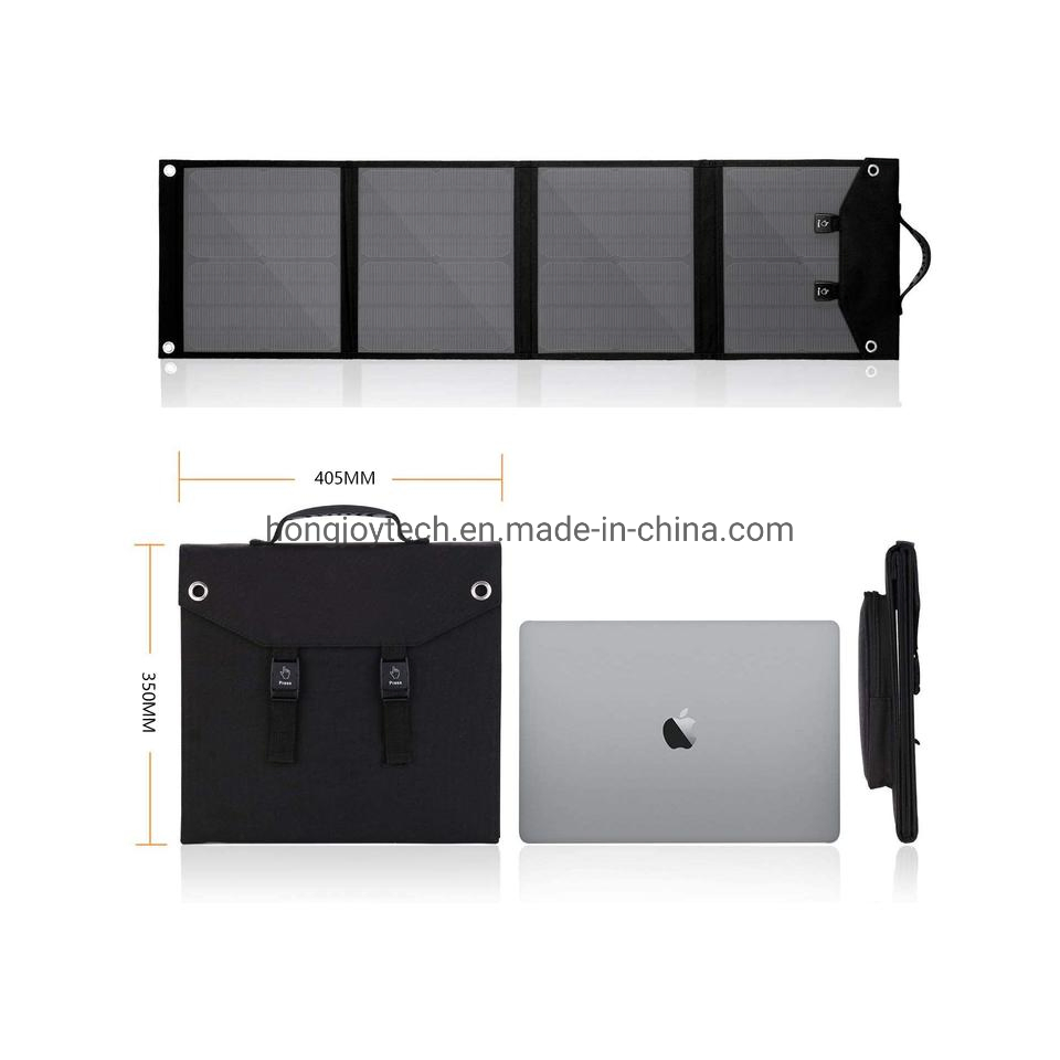 100W 18V Portable Folding Solar Panel, Foldable Solar PV Module Kit with Adjustable Kickstand for Power Station Camping RV Tarvel Trailer, 12V Car, Boat, Laptop