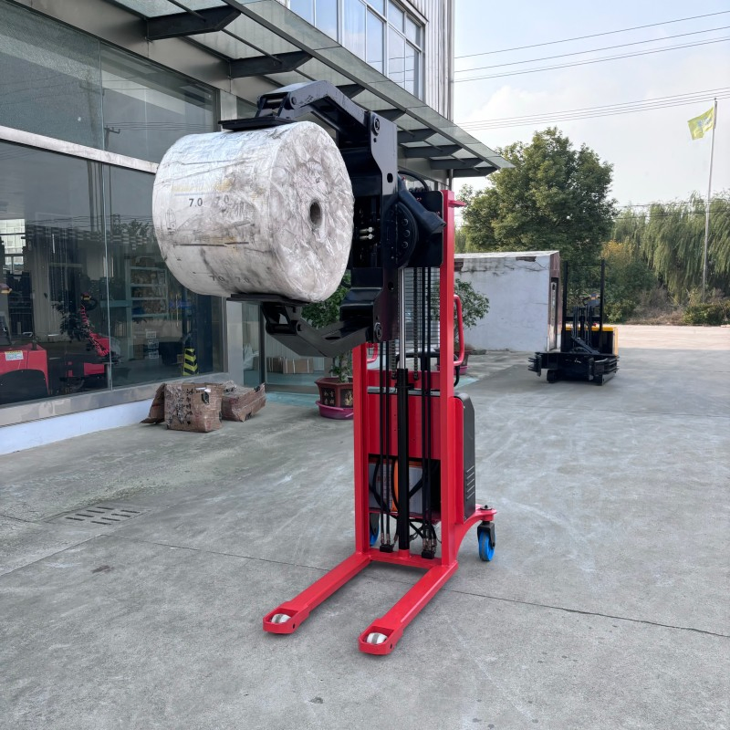 Rotates 360 Degrees Semi Electric Drum Stacker Roll Lifter with Roll Clamp