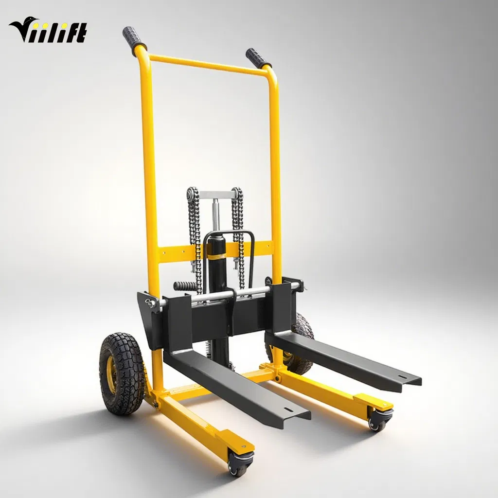 Bulk Order 200kg 300kg Foldable Portable 900mm 1300mm Height Compact Mini Hand Operated Reach Stacker Light Duty Small Manual Hydraulic Pallet Stacker Trolley