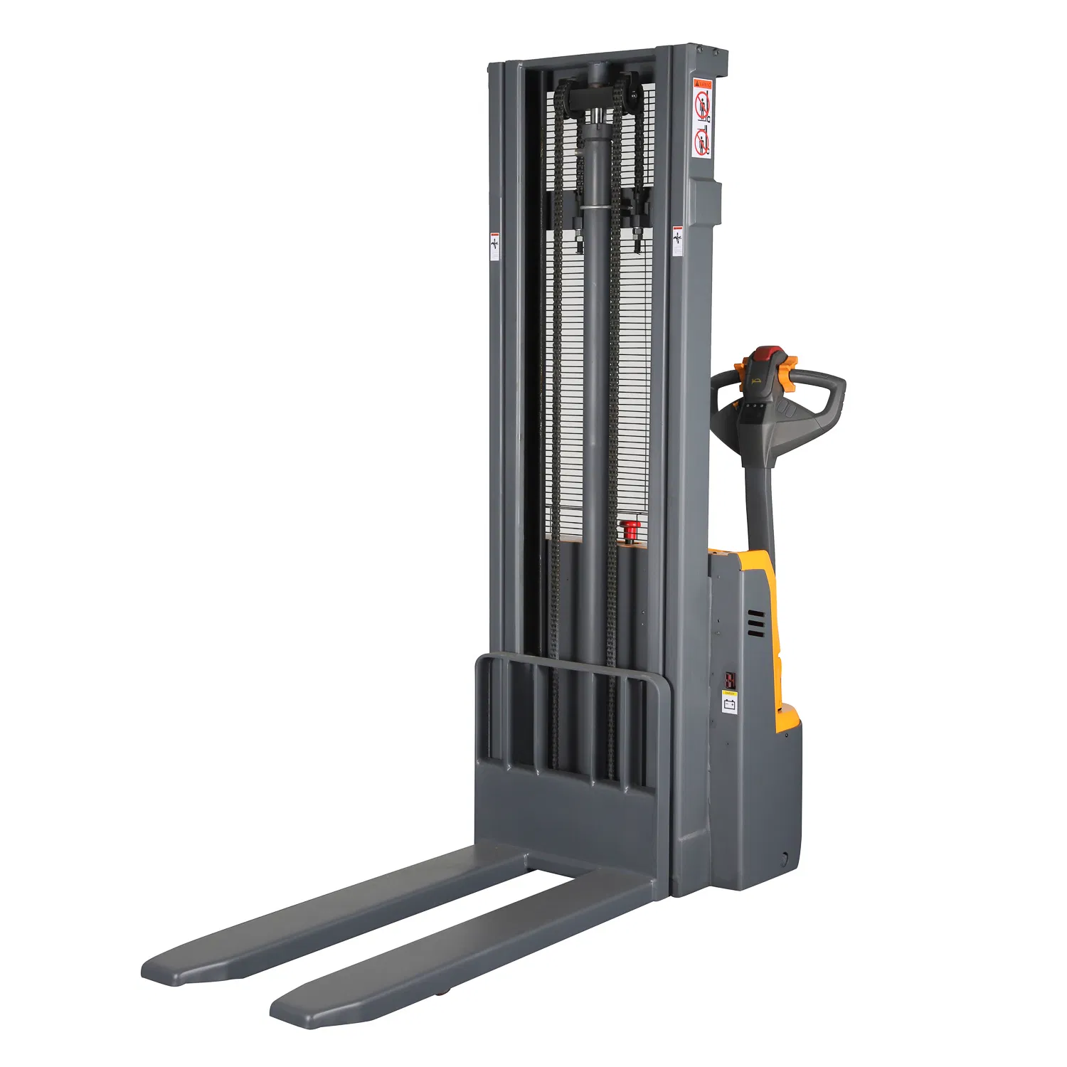 Electric Stacker with Intuitive Standard Handle for Pedestrian Operation