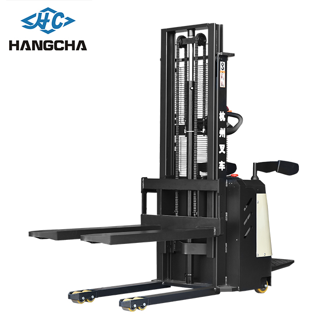 Hangcha Walk-Behind Battery Charger Full Narrow Aisle All Terrain Electric Pallet Stacker PU Tire for Indoor and Outdoor 1.5 Ton 2 Ton Electric Stacker