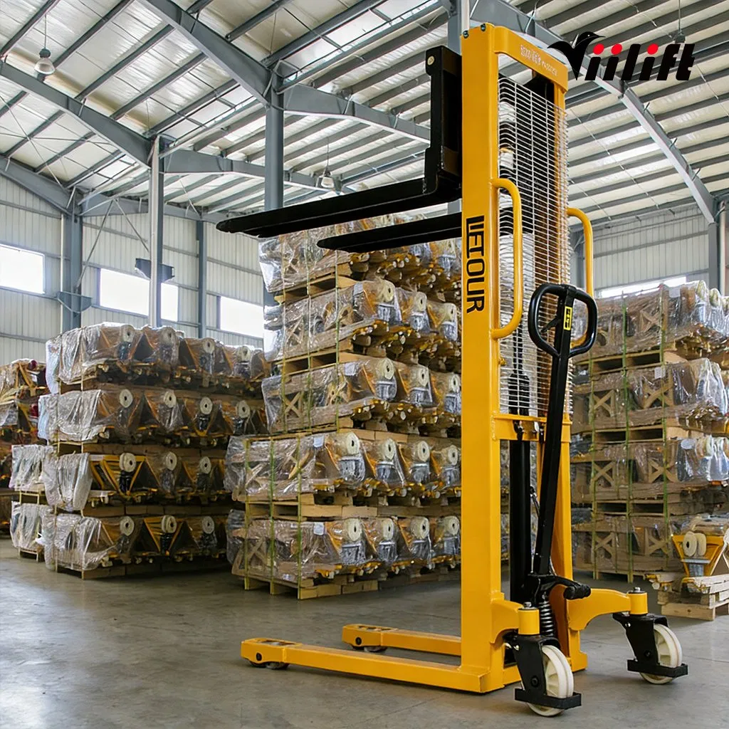1 Ton Hand Forklift Jack Truck Manual Pallet Truck Stacker Use in Warehouse Hydraulic Hand Operated Manual Lifter Forklift