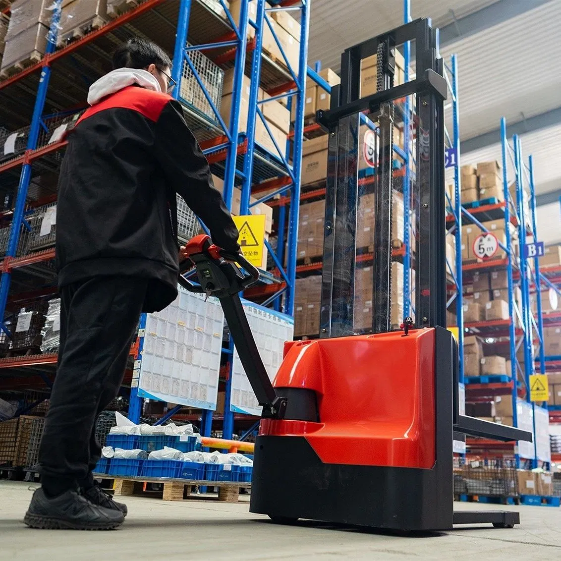 1-Ton 1.2-Ton 1.5-Tob Lifting Height 1600mm-3500mm Battery Manual Telescopic Hydraulic Mini Reach Forklift Pallet Electric Stacker