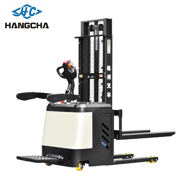 Hangcha Walk-Behind Battery Charger Full Narrow Aisle All Terrain Electric Pallet Stacker PU Tire for Indoor and Outdoor 1.5 Ton 2 Ton Electric Stacker