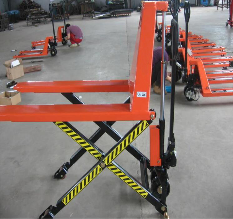 High Lift 1ton 1.5ton Hydraulic Scissor Lift Hand Pallet Truck with 80cm Lift Height