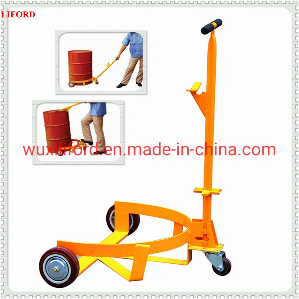 Chinese Factory Stocked 500kg Mechanical 3-Wheel Barrel Trolleys Manual Drum Hand Truck Trolley Low Profile Drum Handling Caddy Drum Handler Drum Mover DC500