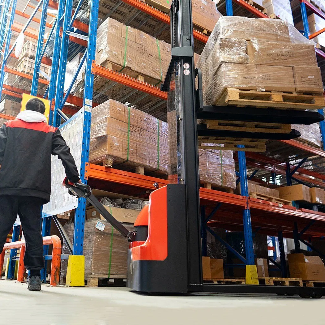 1.5t Compact Walkie Electric Pallet Stacker with Hydraulic Lift System and AGM Battery