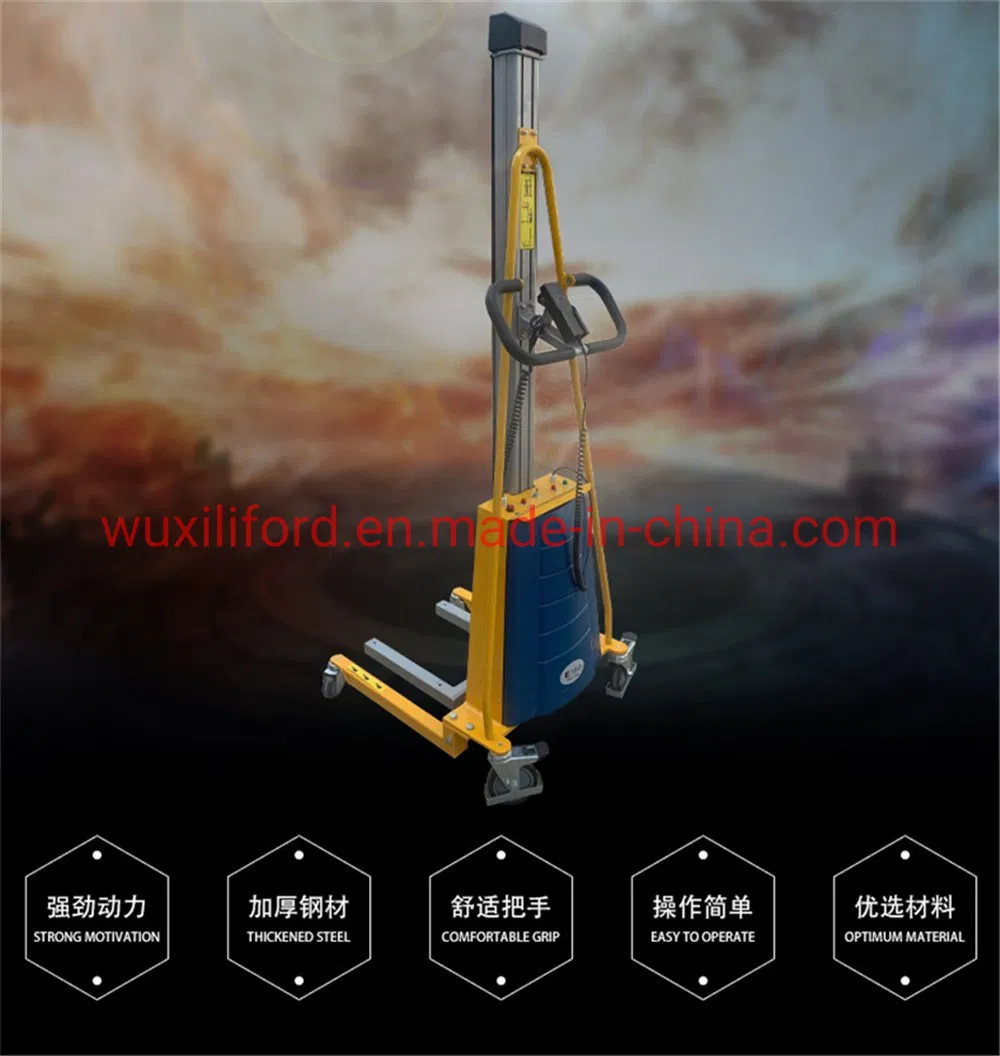 Chinese Manufacturer 150kg Semi Electric Stacker Hand Push Walkie Stacker Work Positioner Light Electric Lifting Stacker Electric Pallet Stacker E100 E150