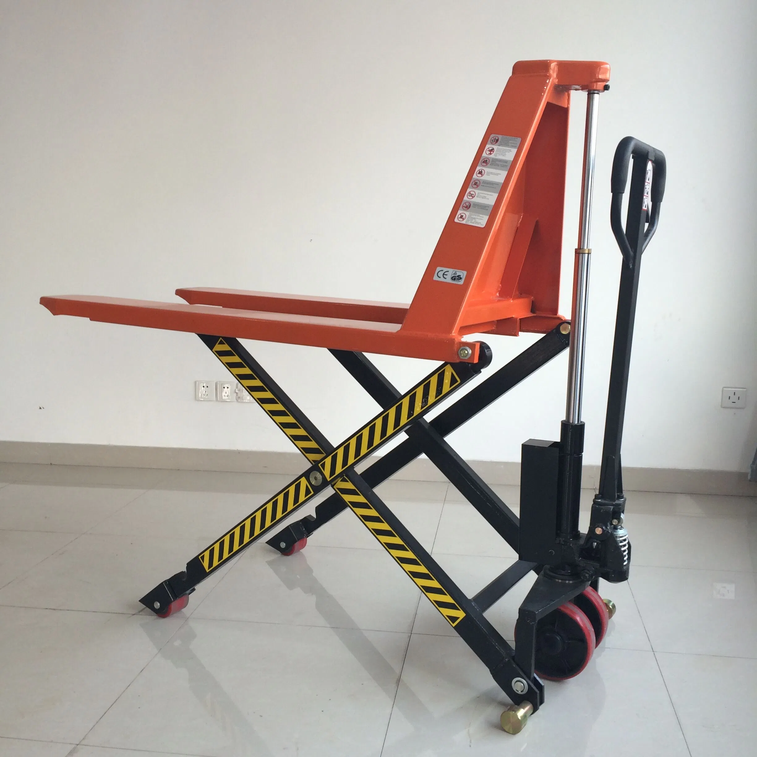 High Lift 1ton 1.5ton Hydraulic Scissor Lift Hand Pallet Truck with 80cm Lift Height