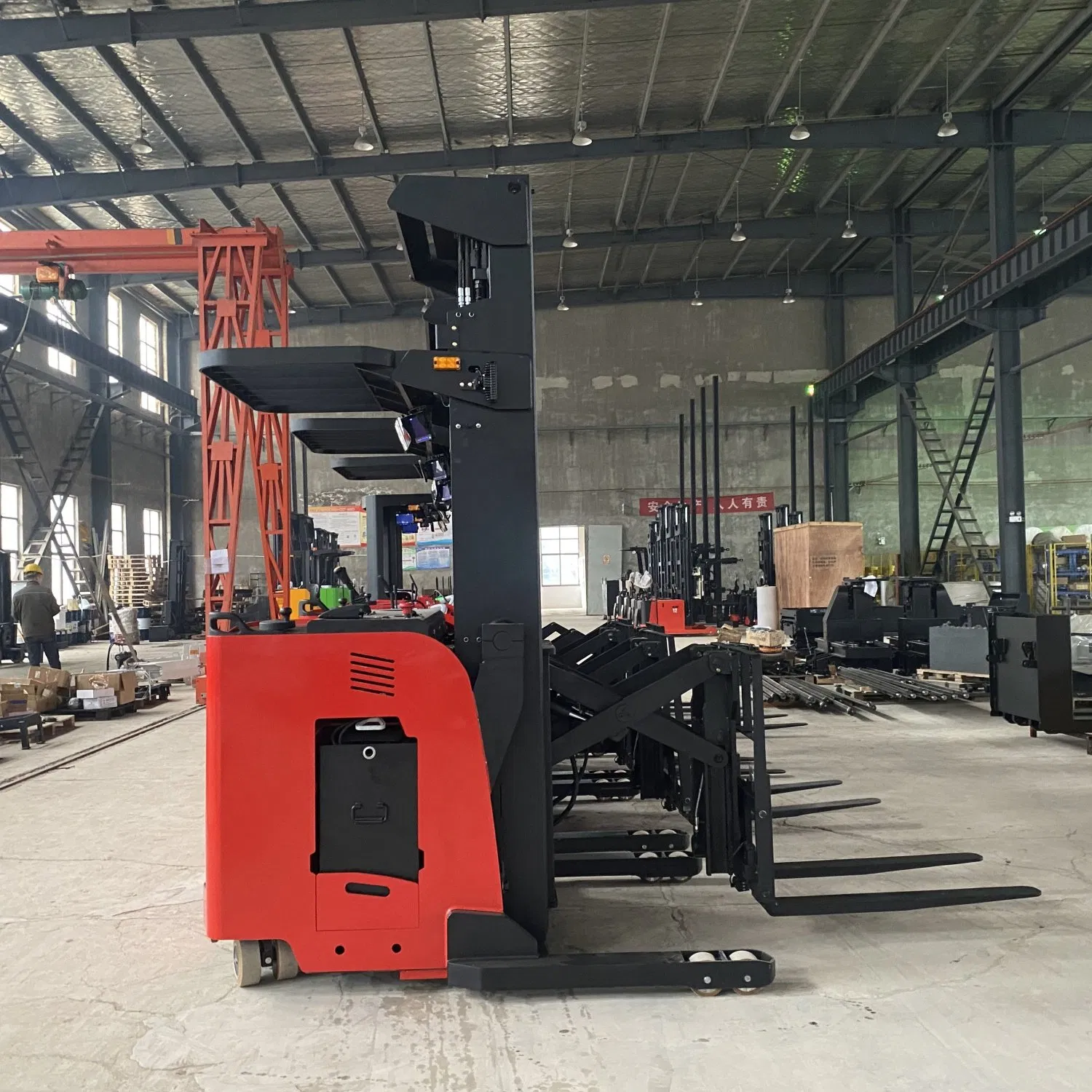 Electric Double Deep Reach Scissor Lift Truck with Electronic Steering Forklift