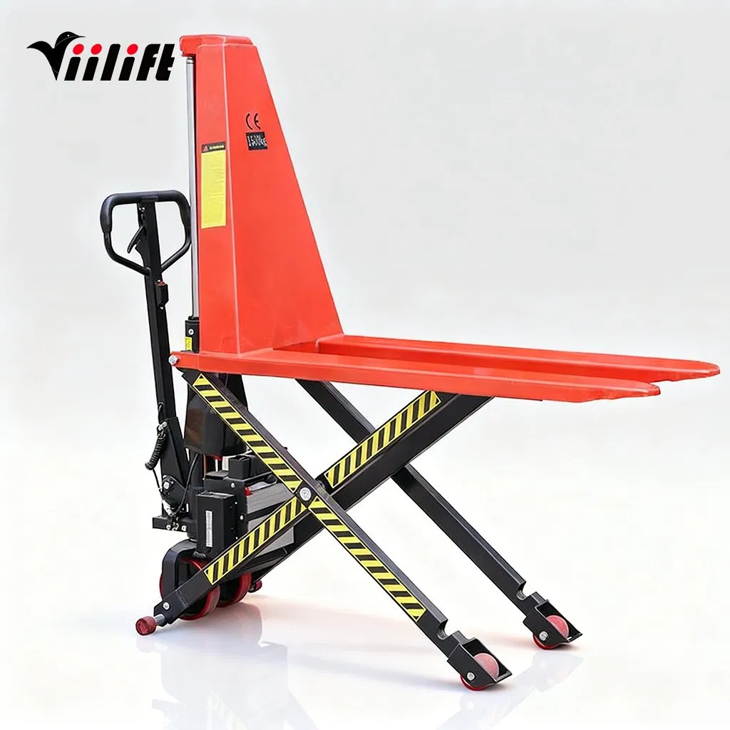 New Model Material Handling Equipment 1500kg Capacity 800mm Height Scissor High Lift Pallet Truck