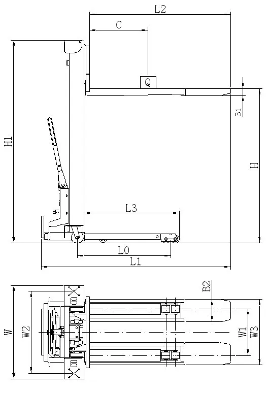 Detailed View of Forklift Stacker