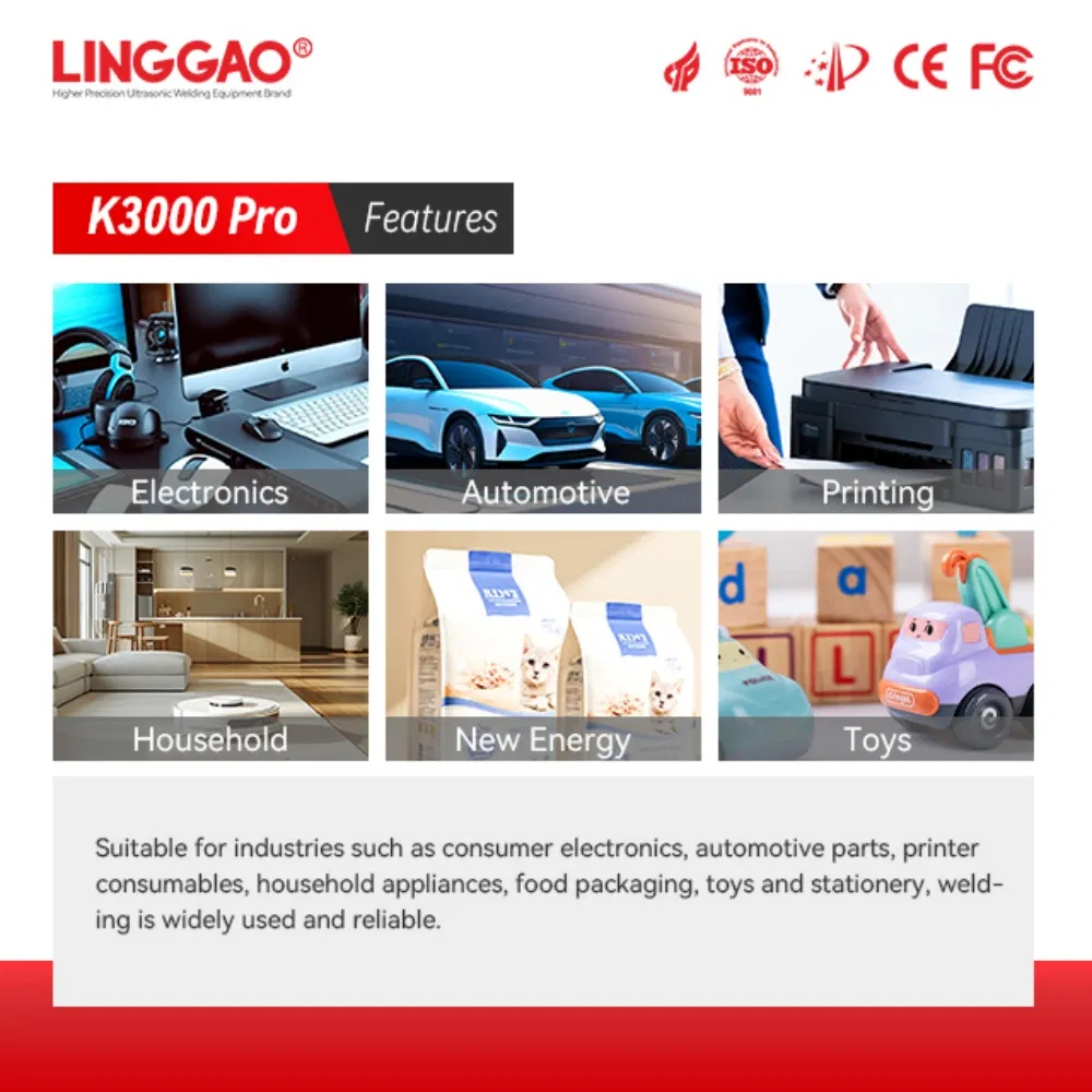Linggao K3000 PRO 20kHz 3000W Automated Handheld High-Power Ultrasonic Plastic Welding Machine for Automotive Exterior