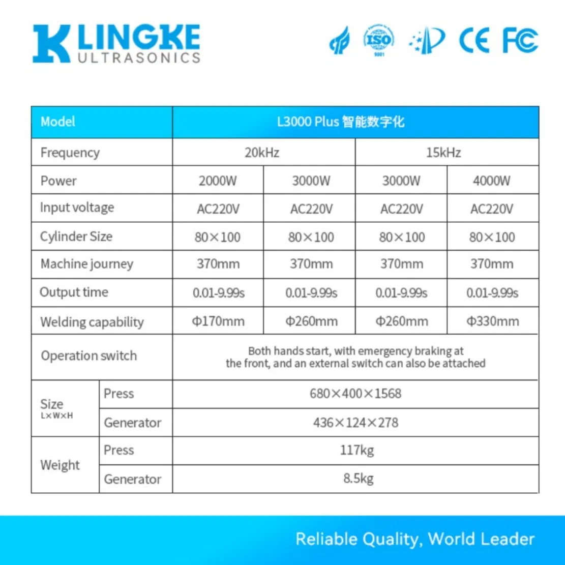 Lingke L3000 Plus 20kHz 2000W High-Power Automated High Frequency Ultrasonic Plastic Welding Machine for Aerospace Industry