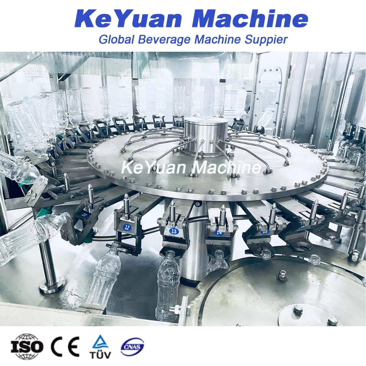Reliable Automatic 3-in-1 Filling Machine with PLC (2000-12000BPH, PET Bottle)