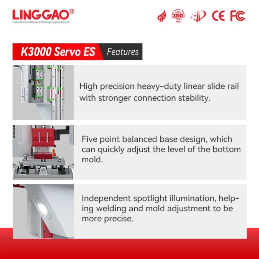 Linggao K3000 Servo Es 20kHz 3000W Semi-Automatic High-Frequency High-Power Ultrasonic Plastic Welding Machine for Filtration Systems
