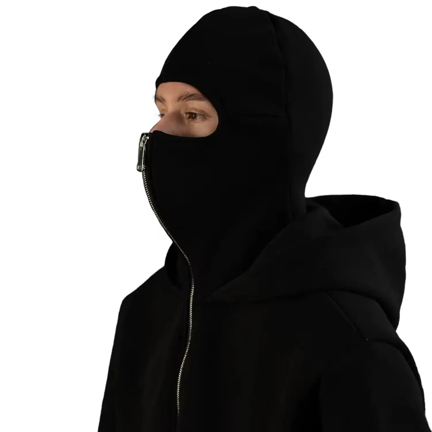 سويت شيرت أساسي مخصص مع غطاء رأس، جاكيت، قناع وجه، سحاب، هودي للرجال