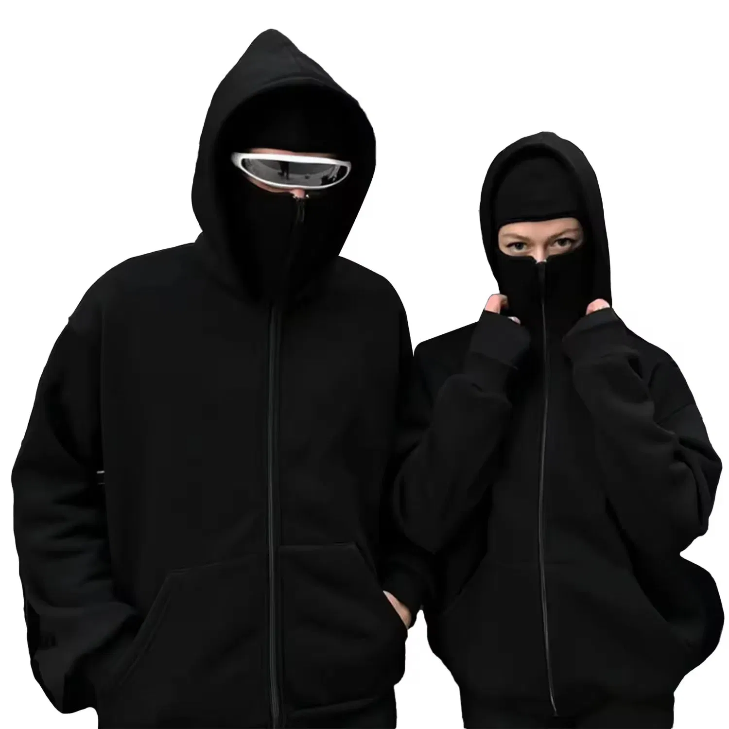 سويت شيرت أساسي مخصص مع غطاء رأس، جاكيت، قناع وجه، سحاب، هودي للرجال