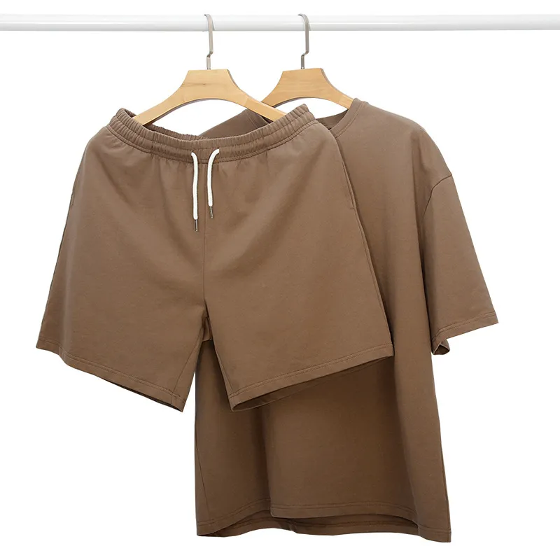 طقم قصير صيفي للرجال من قطعتين مطبوع بشعار مخصص، ملابس رياضية قابلة للتنفس