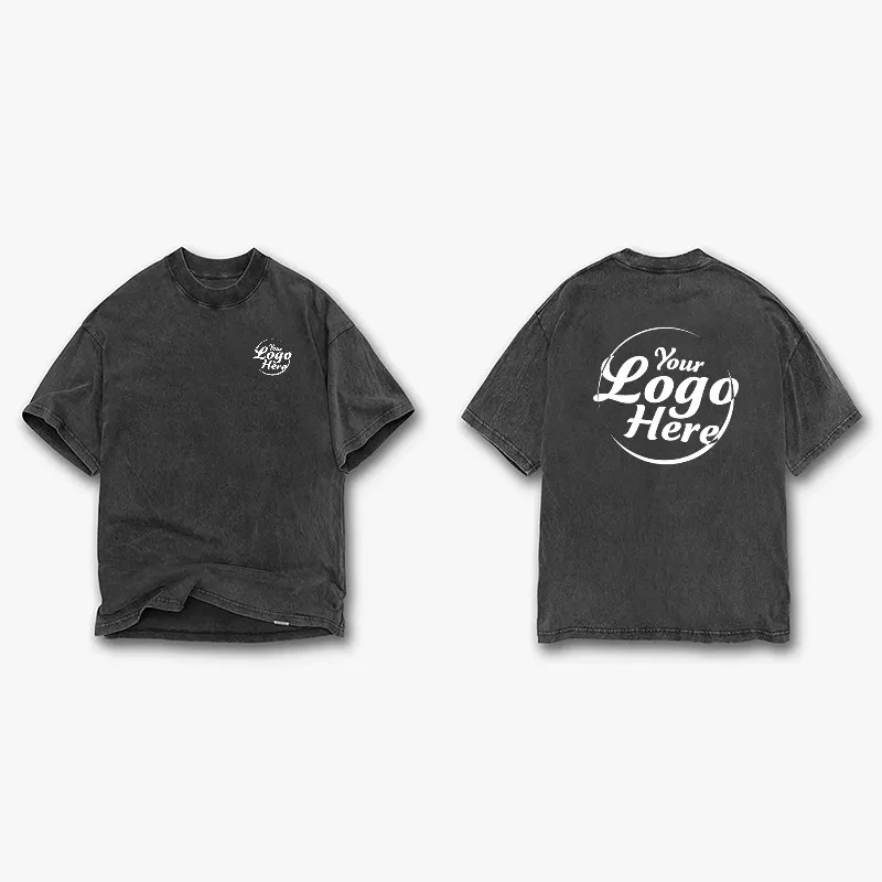 قمصان رجالية مخصصة ذات وزن ثقيل من القطن عالي الجودة 100%، بأكمام قصيرة، بياقة دائرية، تصميم واسع، قماش قابل للتنفس