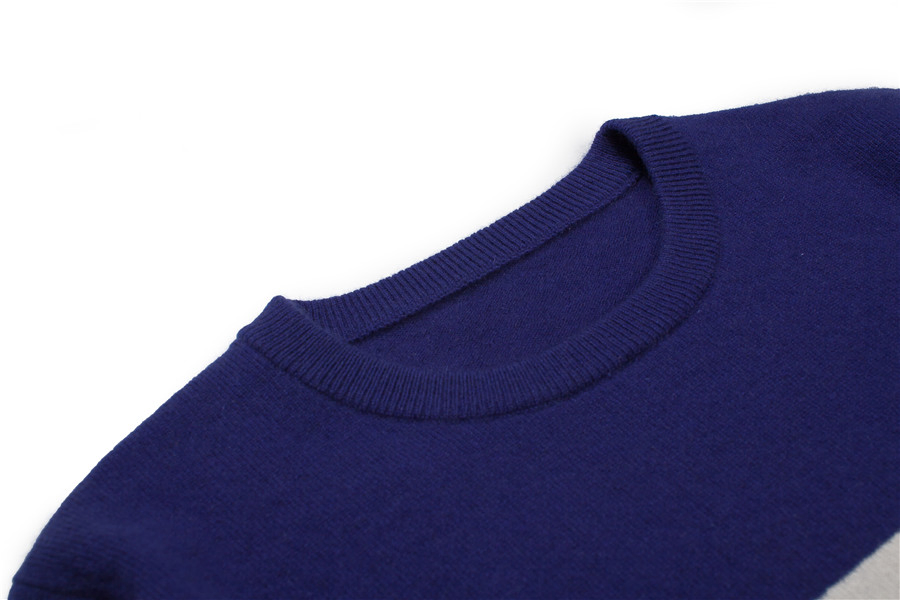 100%Cashmere سترة رجالية محبوكة بتقنية الإنتارسيا بياقة دائرية محبوكة