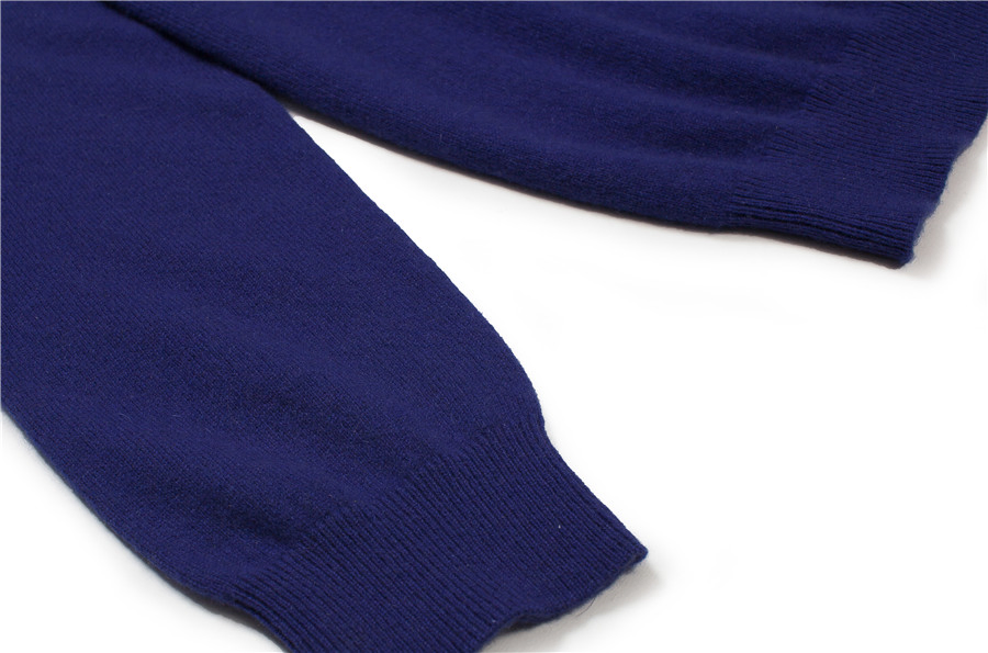100%Cashmere سترة رجالية محبوكة بتقنية الإنتارسيا بياقة دائرية محبوكة