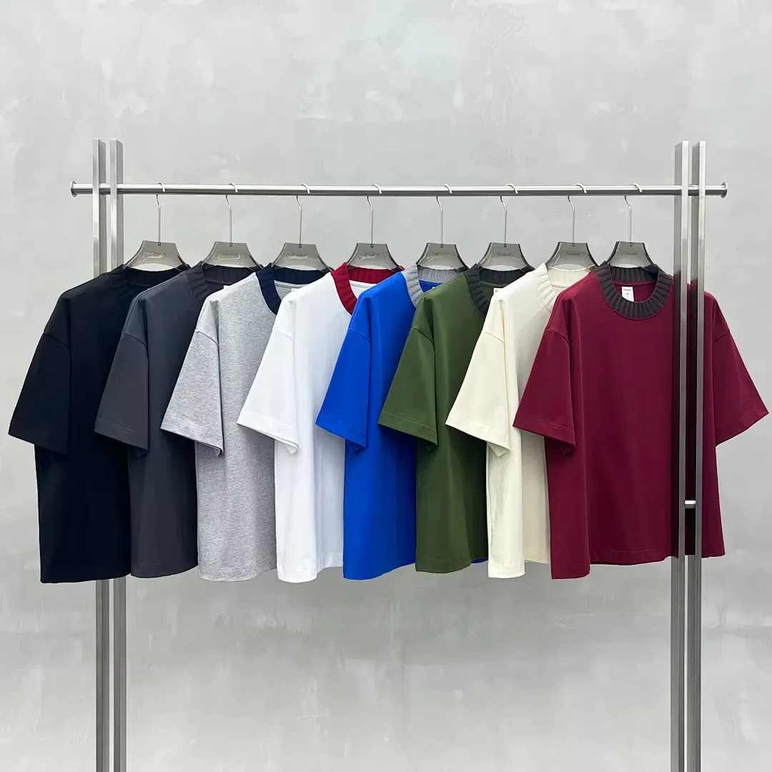 شعار مخصص 100%Cotton لون متباين قميص بولو للرجال ذو ياقة دائرية